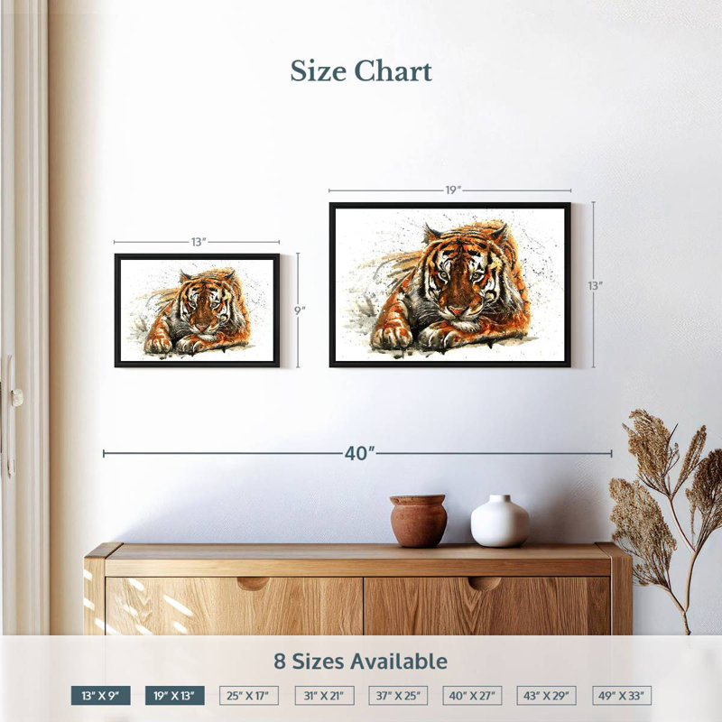 Lounging Bengal Tiger, 13" H x 19" W