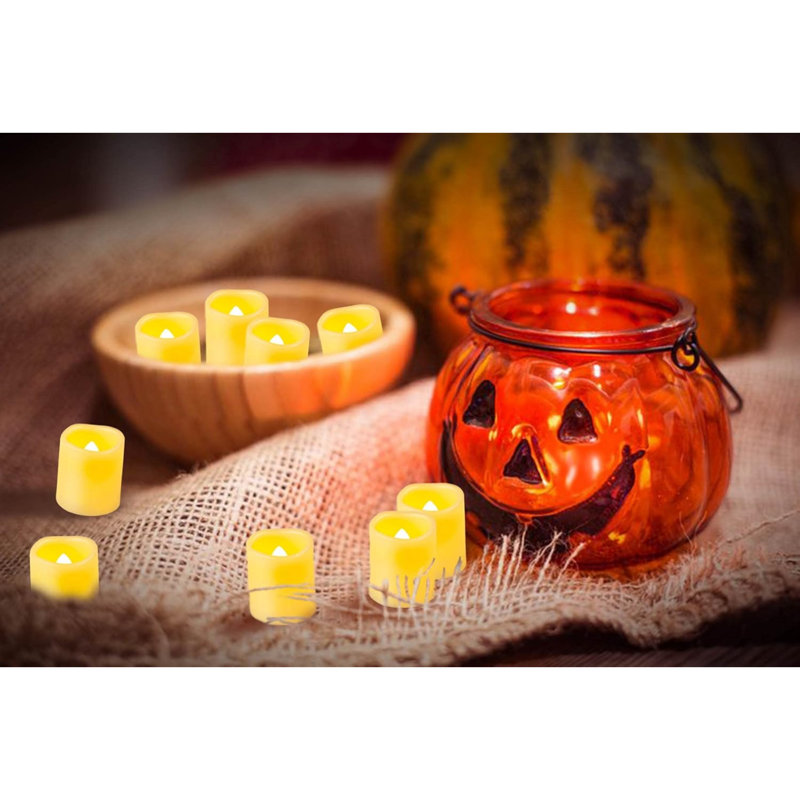 24 PCS 3.8x4.6 CM Warm White Battery Powered Flickering LED Tea Lights, Flameless Votive Electric Fake Candles for Wedding, Festival Celebration,Party, Halloween and Christmas Decoration