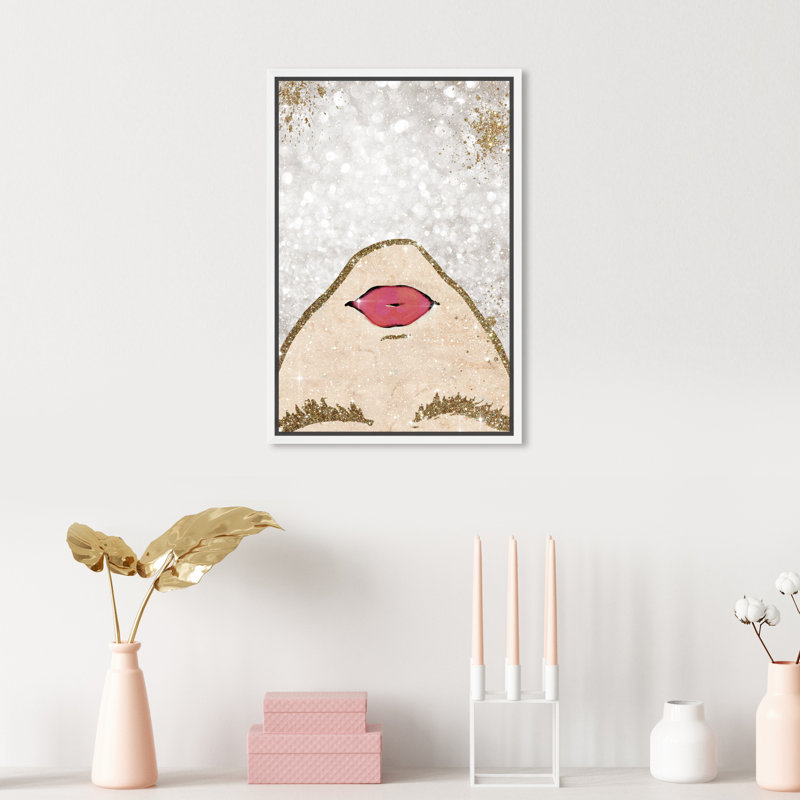 Sparkle Coveted Girl - Graphic Art Print on Canvas, 15" H x 10" W, White Framed