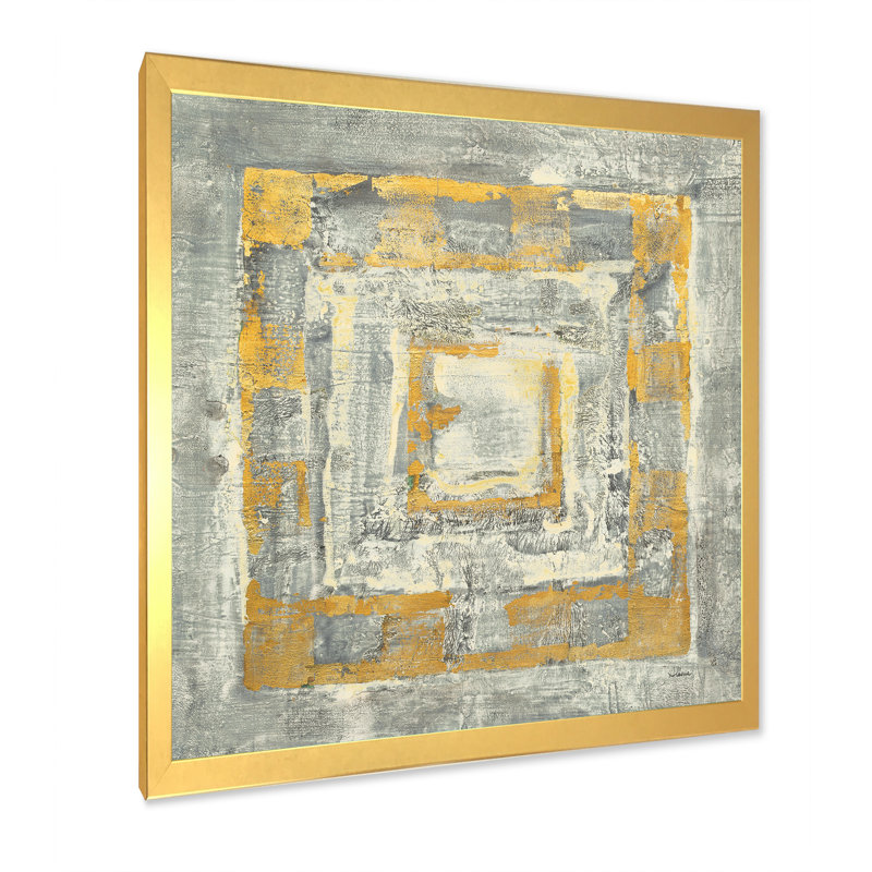 «Gold Glam on Grey Tapisserie I», reproduction sur toile encadrée, H 30 po x l 30 po x P 1 po, Cadre doré