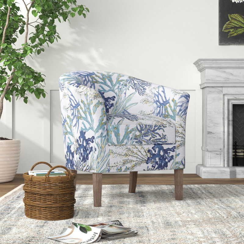 Carmorn Ocean Upholstered Barrel Club Chair with Wood Legs