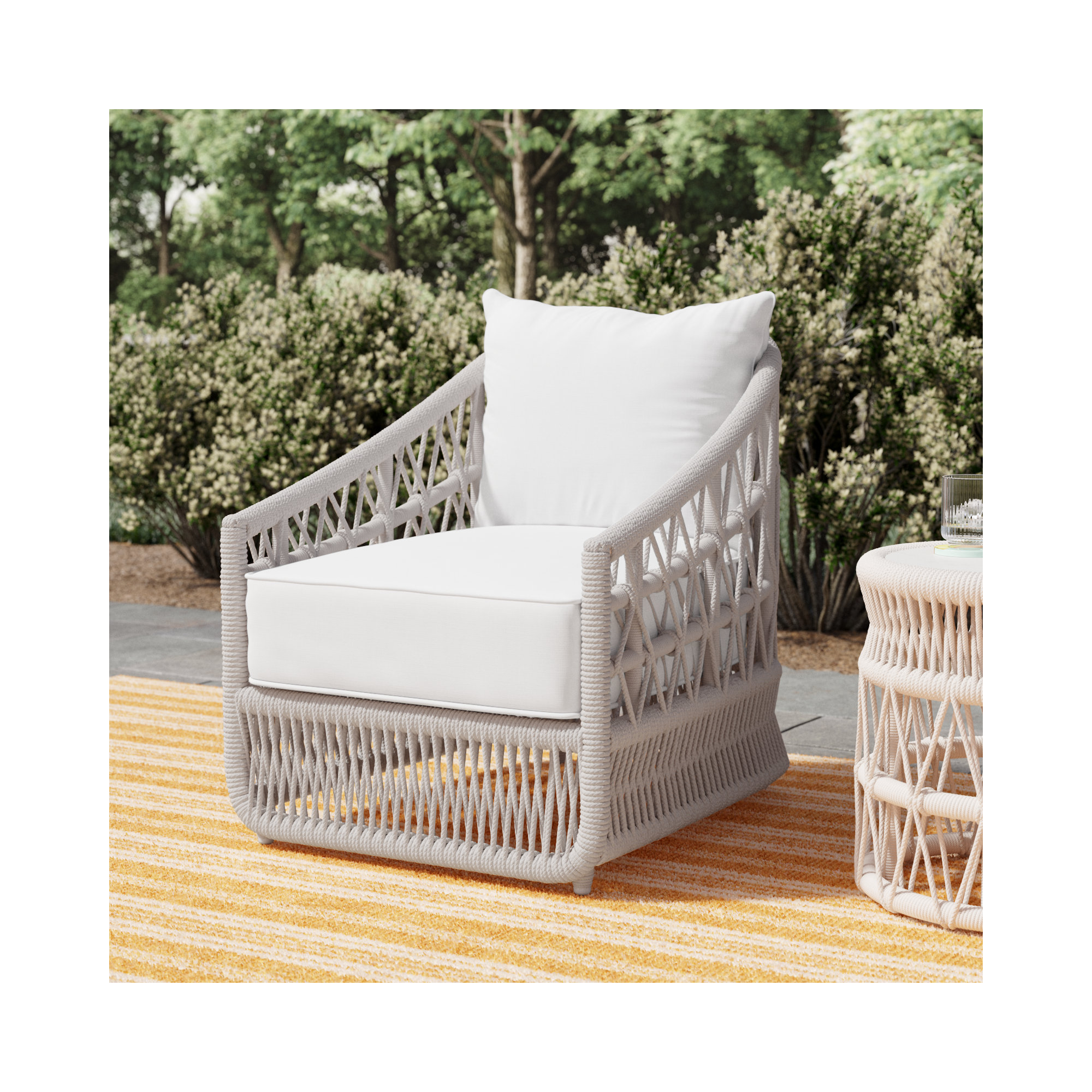 Lucan Patio Chair with Sunbrella Cushions, Linen Canvas Sunbrella® Canvas