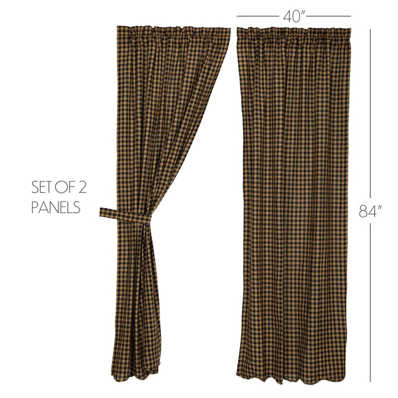 Addie 100% Cotton Room Darkening Pair, 40" W x 84" L, Black