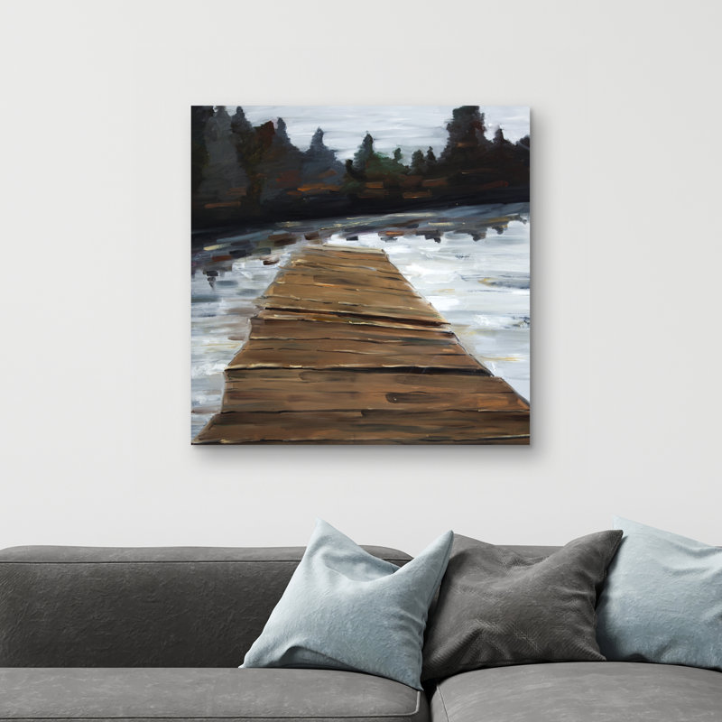 Dock and lake - 32"x32" art on canvas