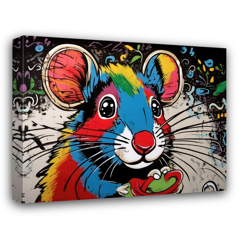 «Mouse Graffitianimals» sur toile, H 15 po x l 18 po