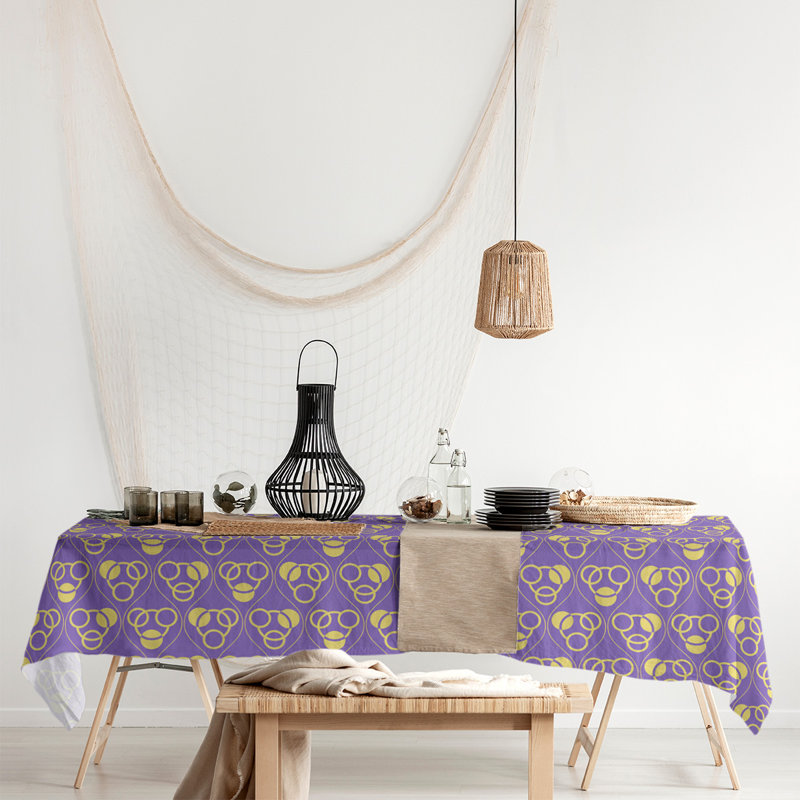 Classic Circles and Waves Tablecloth, Purple/Yellow
