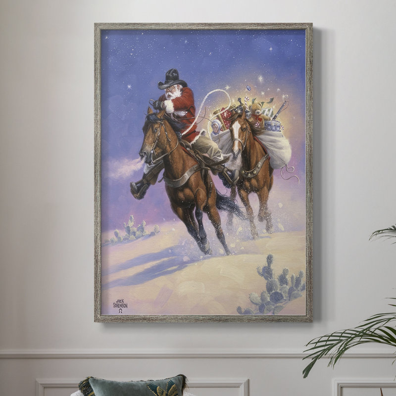 «Santa's Big Ride», reproduction encadrée - bois massif, H 11 po x l 9 po