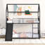 Lit superposé simple au-dessus d'un lit simple en métal avec glissade, lit pour enfant, noir