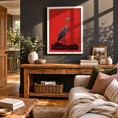 Solitary Heron Modern - Framed Print