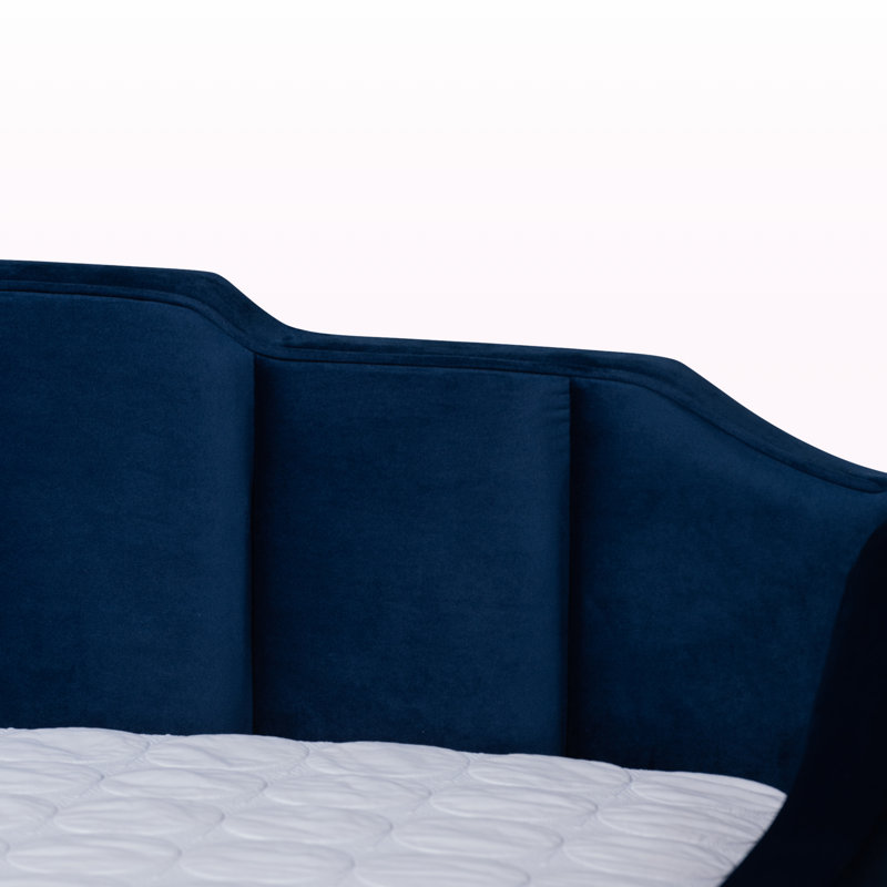 Marlee Modern Full Size Velvet Fabric Daybed in Blue, 34.71'' H X 81.50'' L X 57.72'' W  , Blue, Full