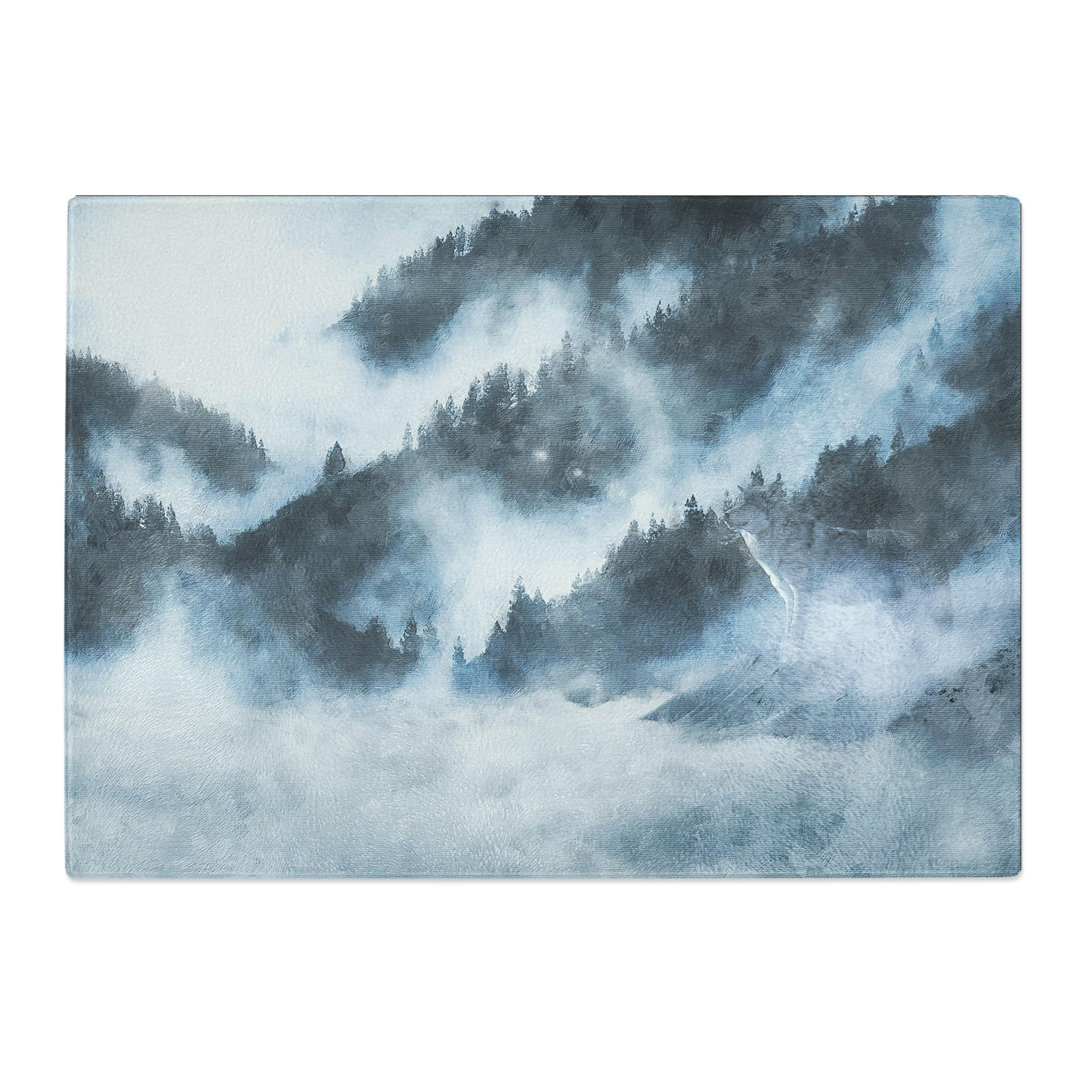 Tempered Glass Grey Wolf in a Winter Forest Chopping Board