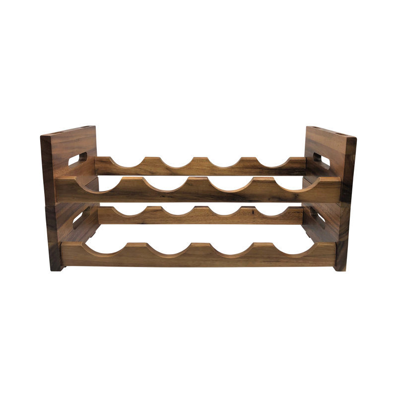 Acacia Wood Stackable 4 Bottle Wine Rack