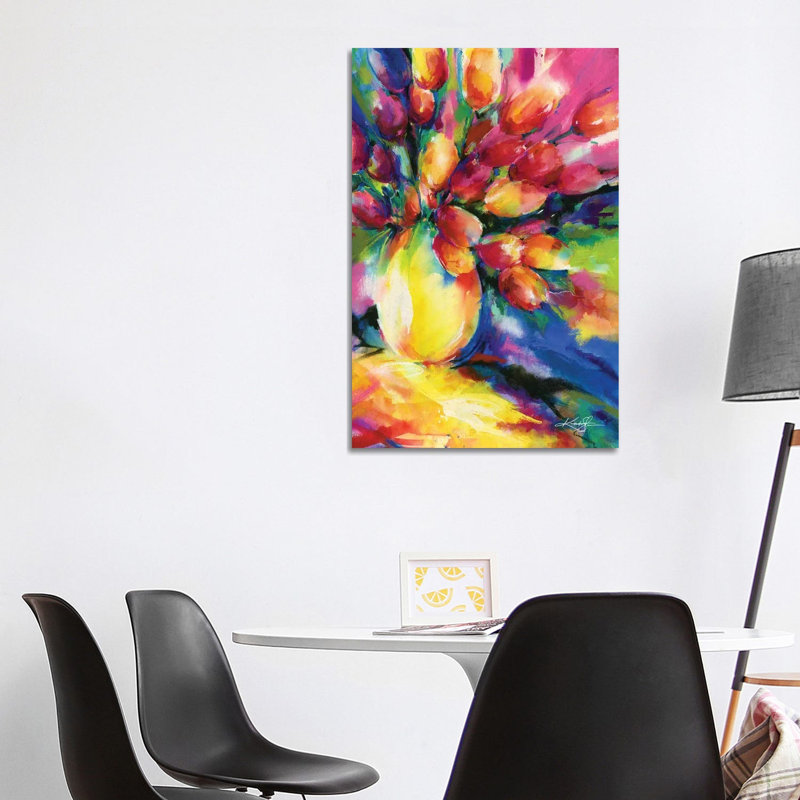 Tulipes par Kathy Morton Stanion - peinture sur toile tendue, H 40 po x l 26 po x P 1,5 po
