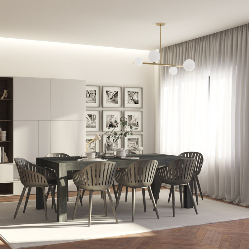Ensemble de salle à manger 7 pièces avec chaises blanches Ashantay Concept Driftwood Paul, Noir, 9, Gris