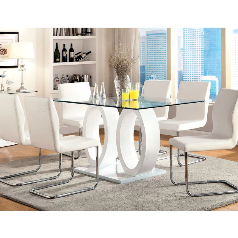 2 chaises de salle à manger rembourrées blanches, pieds en forme de L, 2 chaises, pieds, attrait moderne