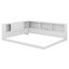 Grand lit d'angle avec tablettes, structure de lit de jour en forme de L avec DEL et rangement, lit de jour en bois grand format avec DEL-2015393468