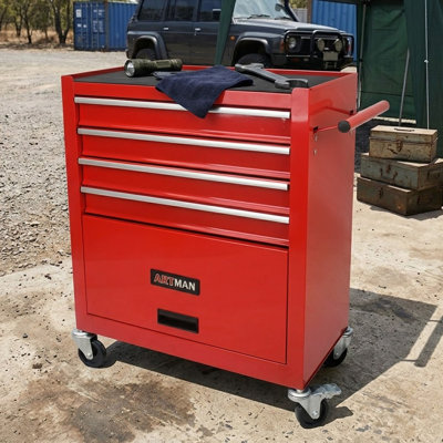 4 -Drawer Cold Steel Job Site Storage Tool Cabinet with Wheels and Handle