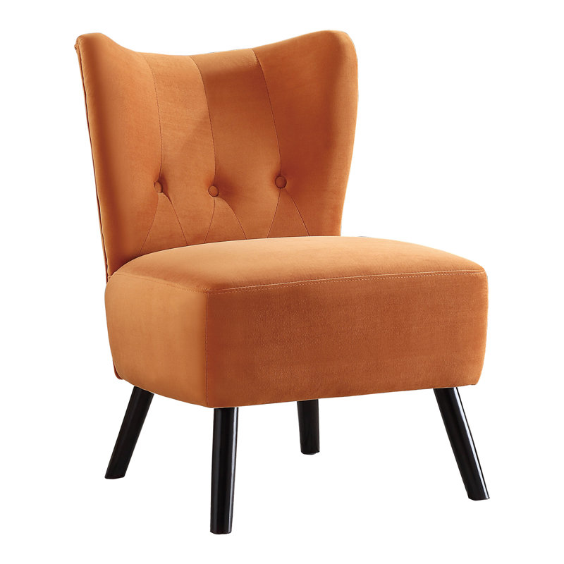 Eleasha Upholstered Slipper Chair, Orange Polyester