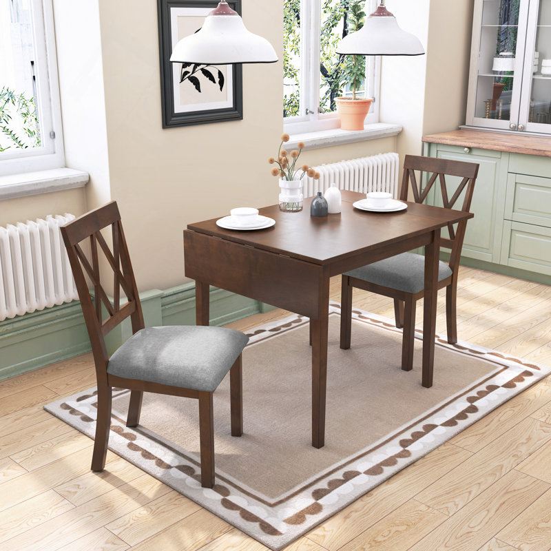 Table de salle à manger extensible de 29 à 45 po pour 4 personnes, table de cuisine pliante avec pieds en bois d'hévéa, table de salle à manger peu encombrante pour le salon, la cuisine, la salle à manger et le petit espace (table seulement)