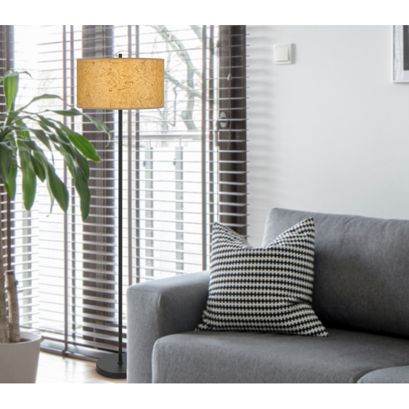 Lampe poteau en métal noir 100 watts avec abat-jour kraft Bournazel, Brun