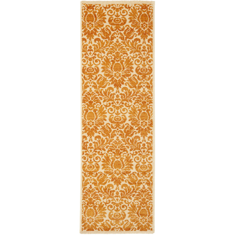 Tapis performance à motif floral Cargin, Tapis de couloir 2 pi 4 po x 6 pi 7 po