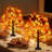 2 Pack 24 Inch Prelit Fall Maple Tree Thanksgiving Decorations With 48 LED Lights