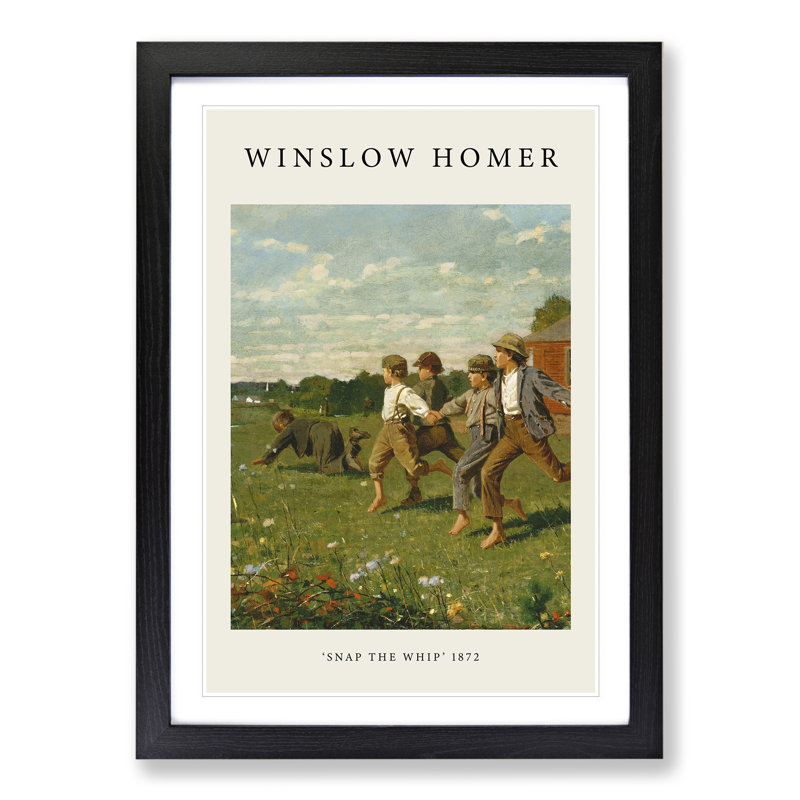 Snap the Whip by Winslow Homer - Picture Frame Painting, 48cm H x 36cm W x 2cm D, Black