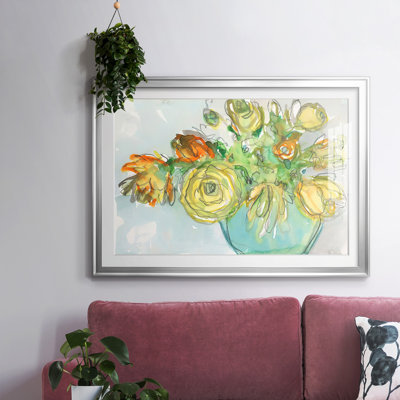 Impression florale printanière avec cadre en I et verre biseauté mat
