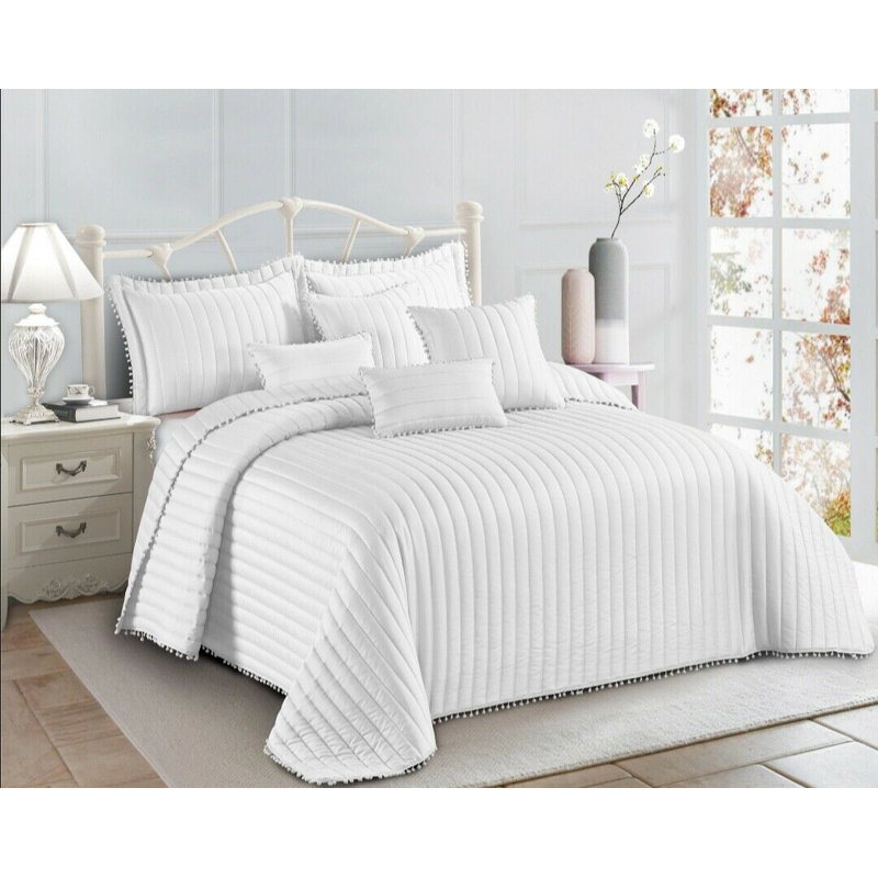 Kazanovicz Polyester No Pattern Bedspread, W240 x L240 cm, White