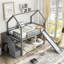 Lit simple superposé avec glissade convertible Escalier de rangement (pas besoin de sommier, bois de pin robuste)-1179923604