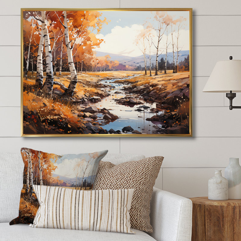 Canada Golden Hues Forest II - impression, Cadre flottant doré, H 34 po x l 44 po x P 1,5 po