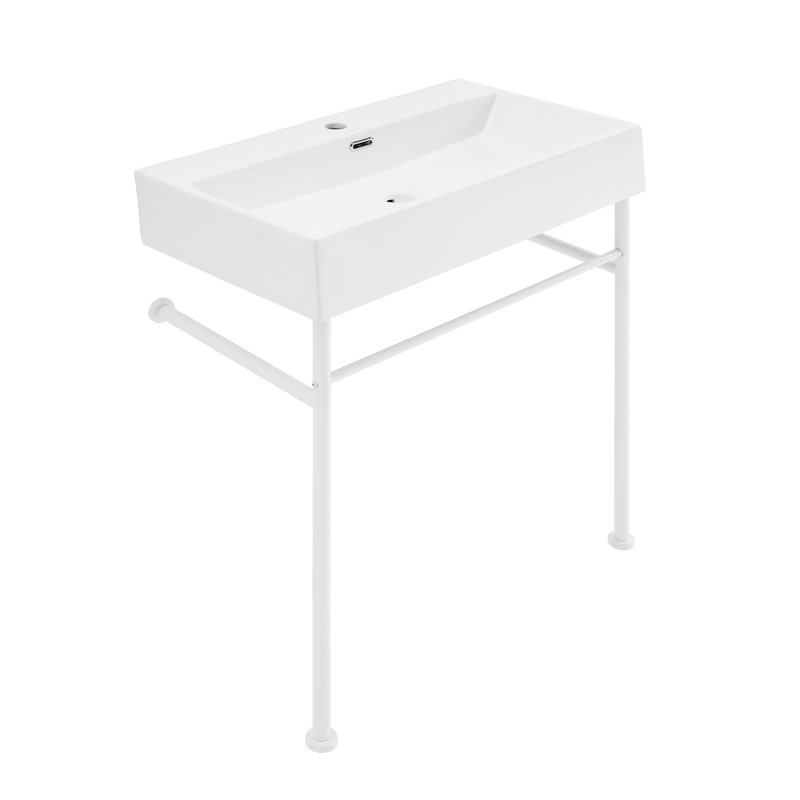 Claire 30" White Ceramic Wall-Mount Console Sink