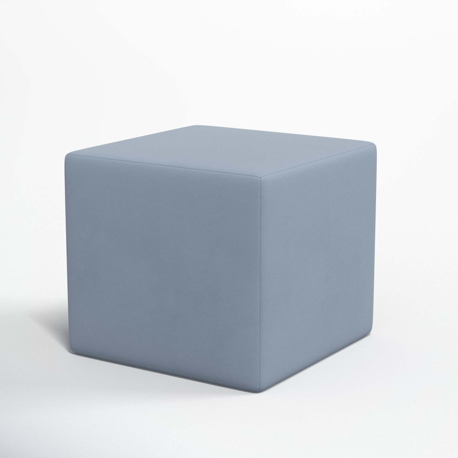21" Linen Upholstered Ottoman, Classic Ocean Velvet