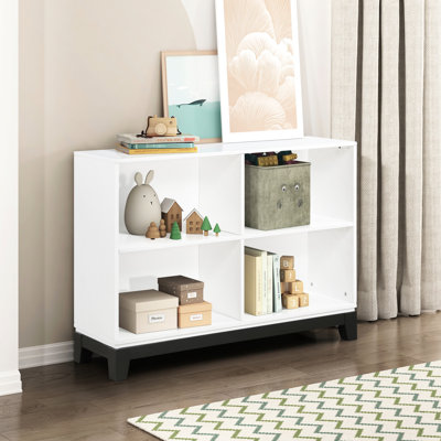 Bibliothèque rustique à 4 tablettes de style blanc - Meubles en bois pour la chambre à coucher et le bureau en bois