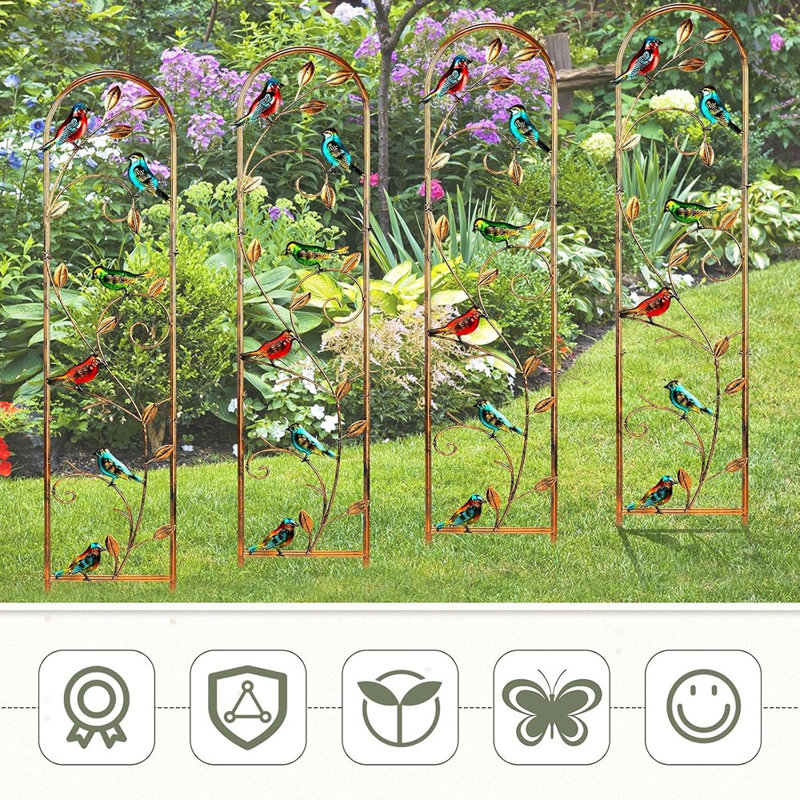 4 Pack Hummingbird Metal Garden Trellis For Climbing Plant...
