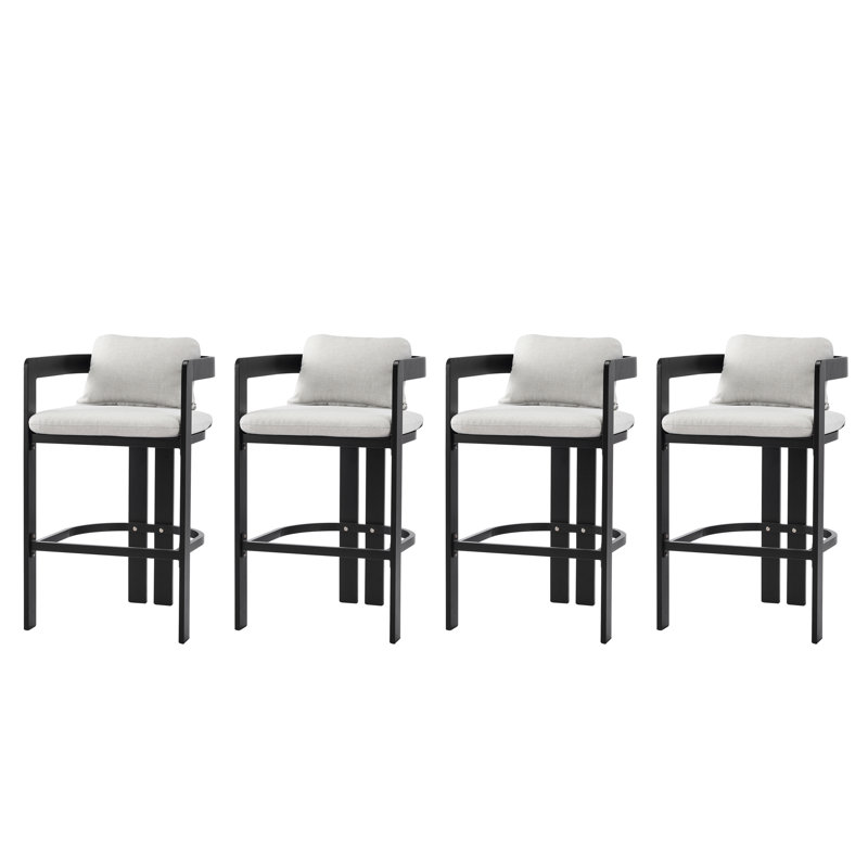 Tabouret de bar d'extérieur en aluminium avec accoudoirs, tabouret de comptoir moderne pour patio