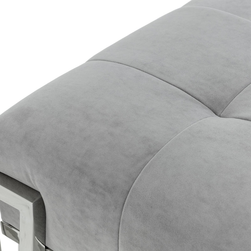 Banc d'appoint en velours rose - gris