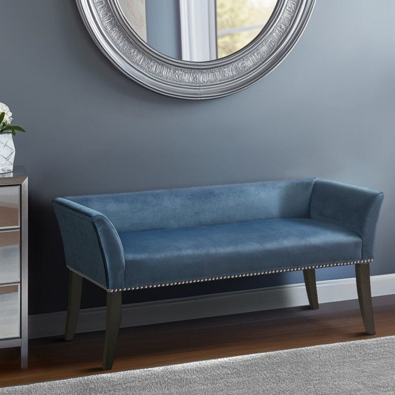 Banc rembourré en polyester Dalice, Bleu, Noir, noir, noir, noir