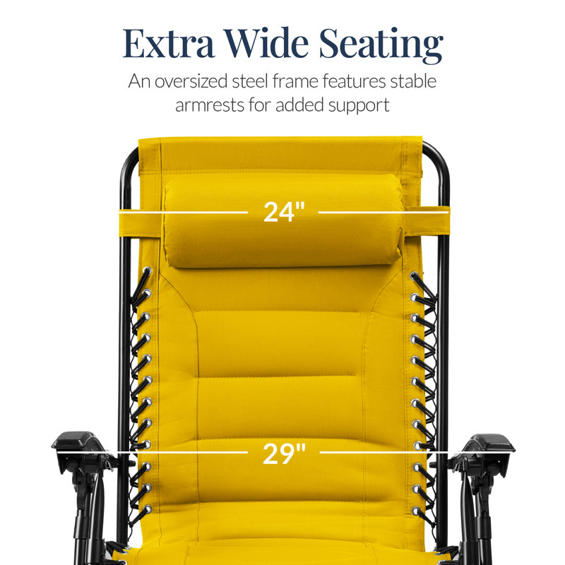  Très grand fauteuil rembourré pliant d'extérieur avec plateau latéral - jaune, Jaune
