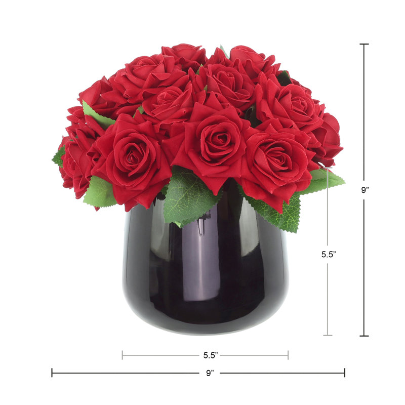 Velvet Roses in Glass Vase