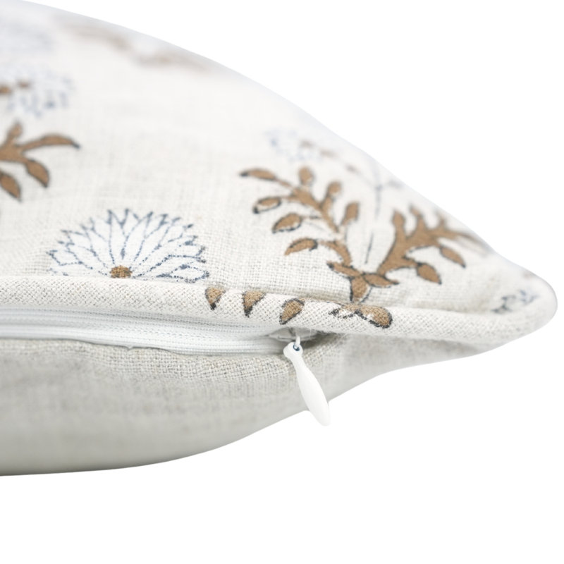 Housse de coussin en lin fabriquée à la main avec motif de passepoil Fab Fabine, Rectangle H 12 po x l 20 po
