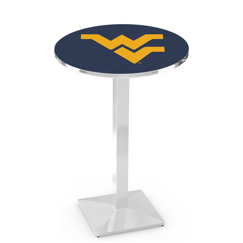 Round Metal Base Dining Table, Chrome, West Virginia University