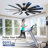 62/72 Inch Large Ceiling Fan with Light, Outdoor Ceiling Fan with Remote, Modern Industrial Ceiling Fan, Quiet Reversible DC Motor Indoor Outdoor Ceiling Fan for Living Room Bedroom Patio Porch-924055908-924055909-924055911