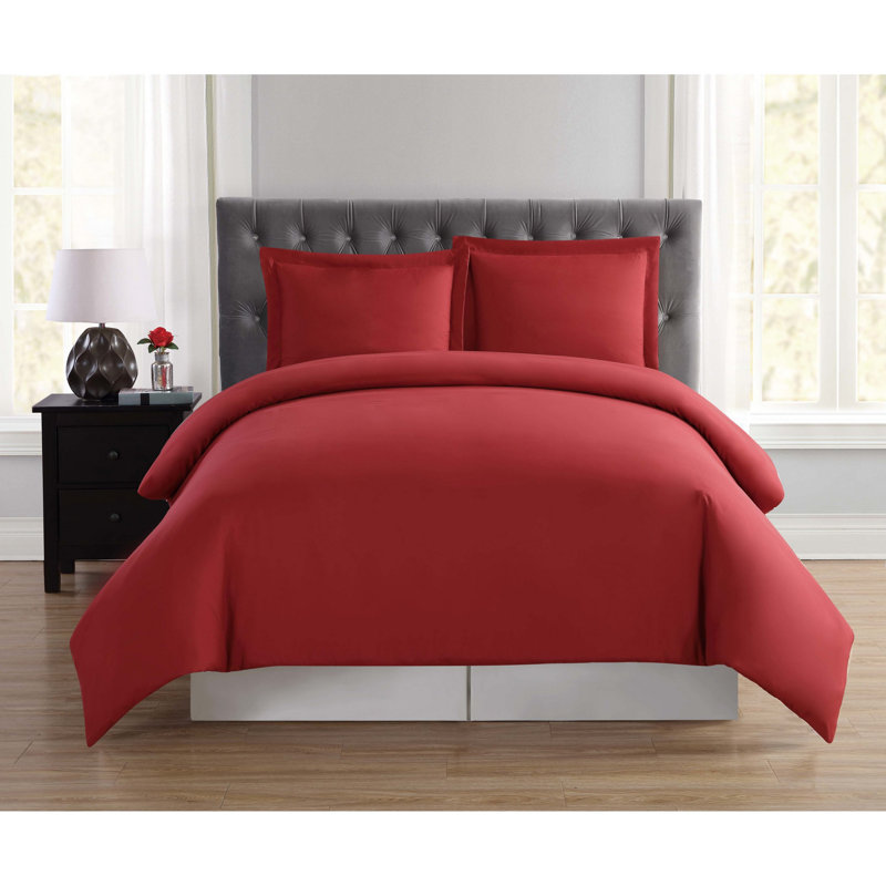 Ensemble d'édredon amovible 4 pièces Trely Soft Everyday, Rouge, Housse de couette pour lit simple 3 pièces