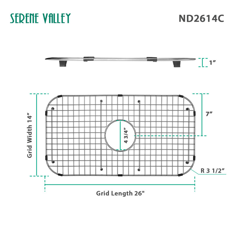 25.98-in x 13.98-in Center Drain Heavy-Duty Stainless Steel Sink Grid