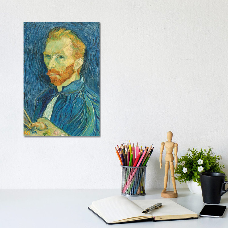 Self-portrait, 1889 by Vincent Van Gogh - Wrapped Canvas Painting, 20.32 cm H x 30.48 cm W