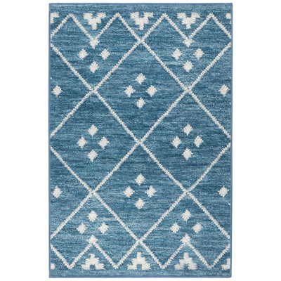 Kota Indigo Machine Washable Geometric Rug