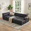 Canapé-lit modulaire en cuir de 113 po avec lit escamotable, repose-pieds de rangement et table d'appoint rotative de 113 po-2084212925
