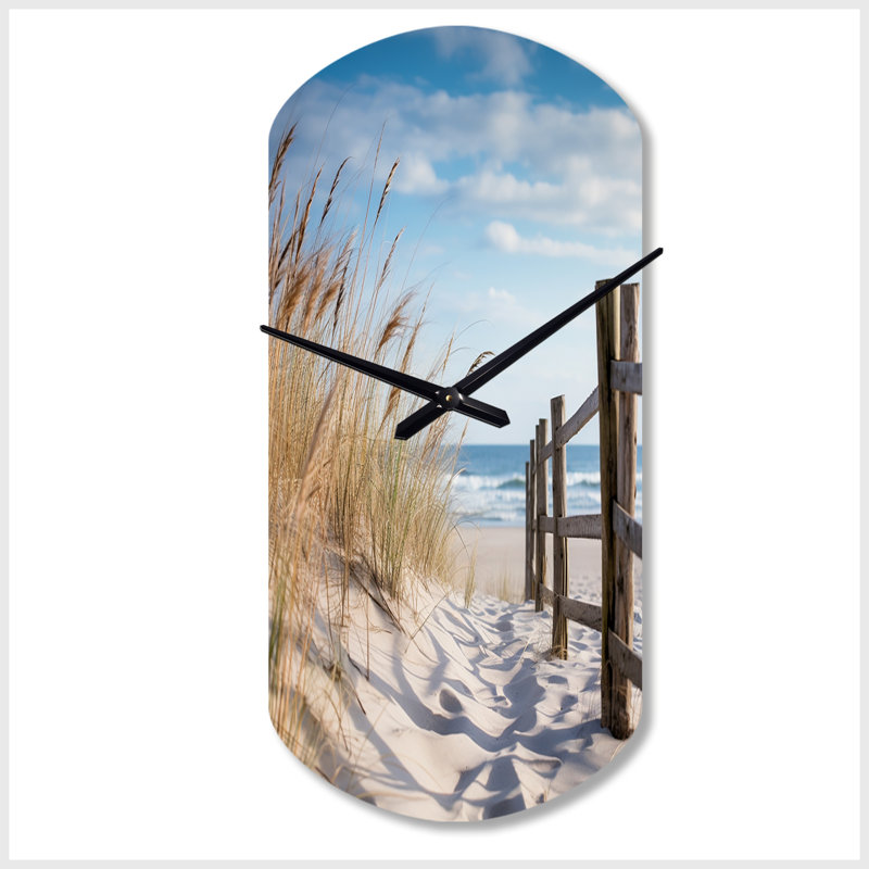 Tranquillity Path To Dune Beach III - Cylinder Shape Unique Coastal Beach Sand Wall Clock, Small