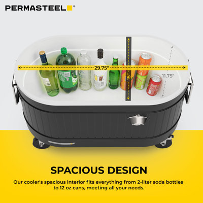 Permasteel - 80QT Rolling Cooler - Black